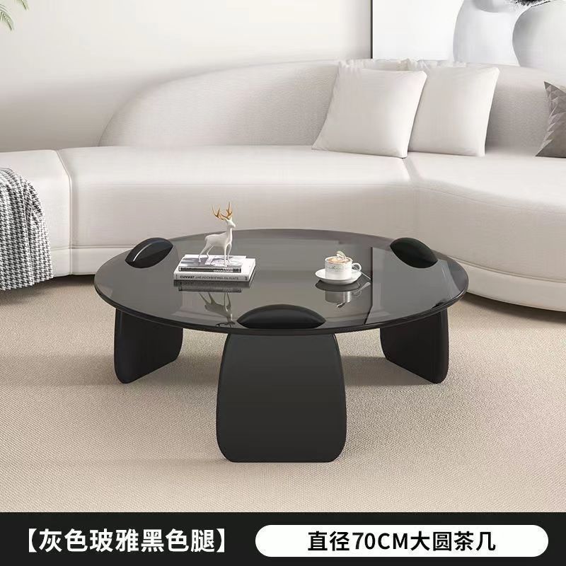 圆形茶几客厅家用小户型轻奢现代茶桌简约创意钢化玻璃茶几桌组合|undefined