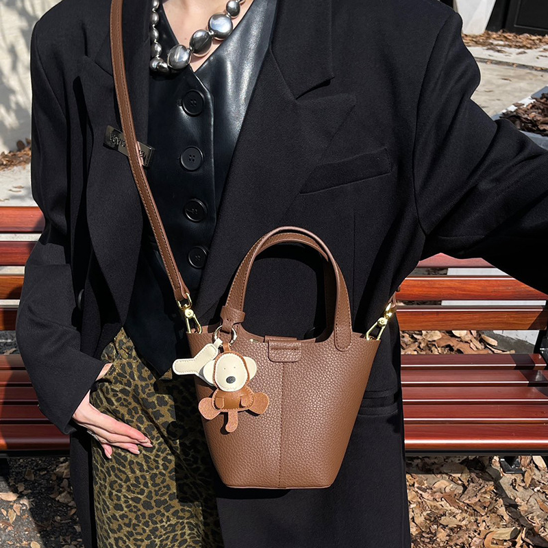 Women's 2026 New Niche Crossbody Bag Luxury Bucket Bag Genuine Leather Handbag Shoulder Bag - Thumbnail 2
