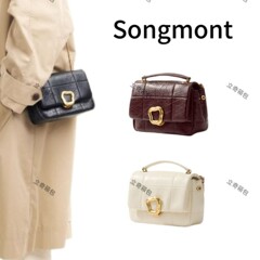 【現品】Songmont山下有松チョコレートバッグトランペット牛革斜め掛けショルダーバッグ携帯バッグ小方カバン
