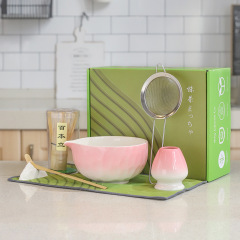 抹茶ボウルセット 茶筅立て 茶杓 茶こし 抹茶道具セット クロスボーダー ホットセール 日本製 ハンマー木目