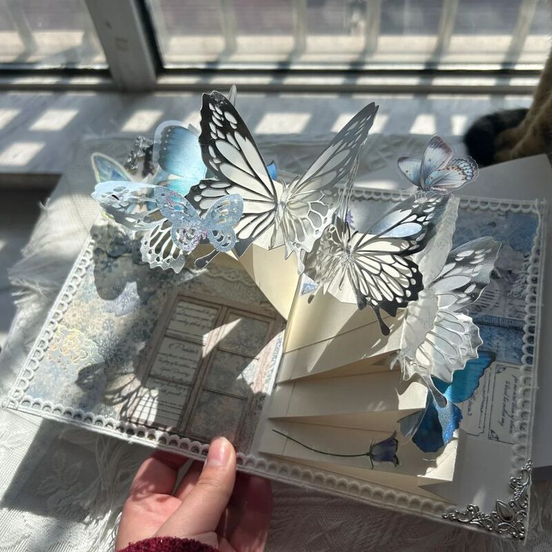 Little red book with butterfly pop-up book full set of handmade material bag to send girlfriends girlfriend three-dimensional butterfly greeting card gift