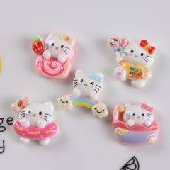 卡通草莓猫水果树脂配件diy奶油胶发夹手机壳鞋扣收纳盒装饰材料
