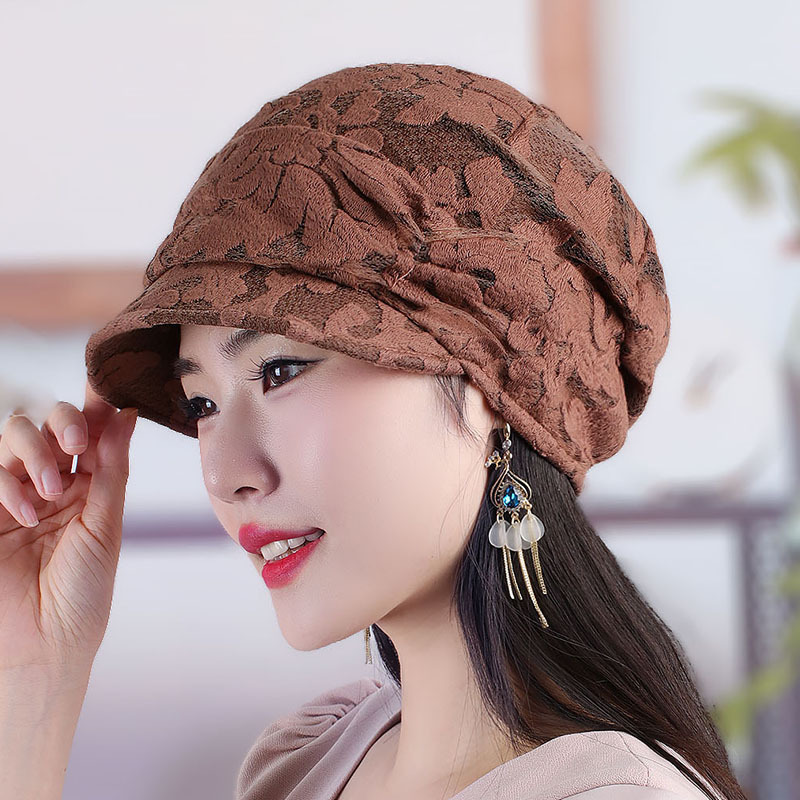 Embroidered Flower Women's Beret - Stylish Duckbill Cap_voghion.com