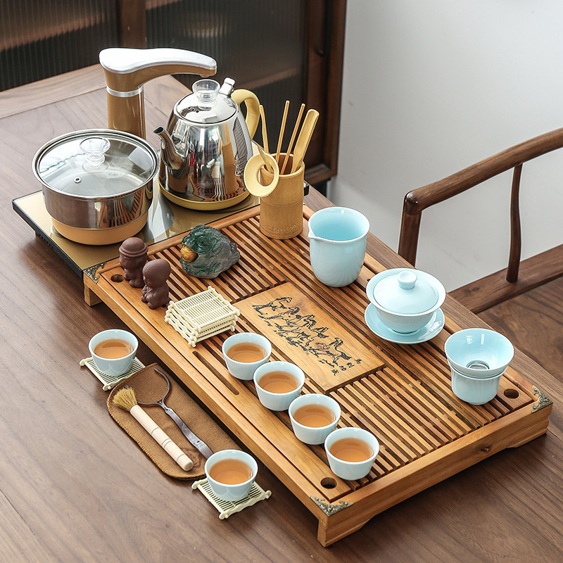 茶器セット家庭用全自動セット工夫茶杯紫砂茶道オフィス一体茶台実木茶盤|undefined