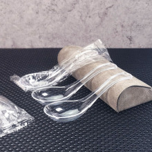 一次性勺子带单独包装 糖水外卖勺独立包装塑料甜品打包水晶勺