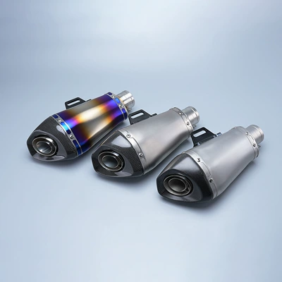 Motorcycle Modified Exhaust Pipe with Racing Car Sound, Hexagonal Scorpion Logo, Titanium Alloy, Carbon Fiber, Universal 51mm, Non-Destructive Installation