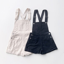 日本LTXC尾货童装130-160女孩中大童秋冬灯芯绒背带短裤纯棉