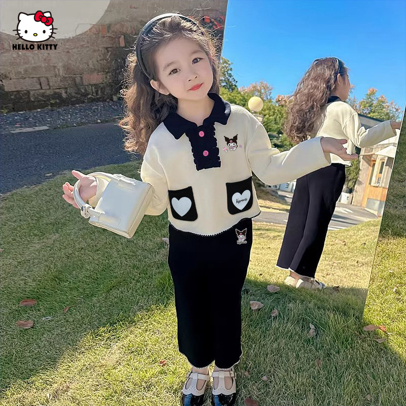 HelloKitty凯蒂猫库洛米联名款女童秋季套装2025款卡通女宝两件套|undefined