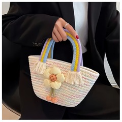 結婚式誕生日織バッグわらバッグ新しいレインボーバッグ綿ロープギフト卸売お土産ハンドバッグ女性のための