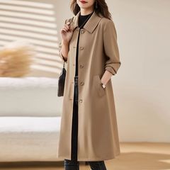 休闲风衣女中长款薄外套气质2025新款百搭春秋简约时尚雪尼尔氨纶