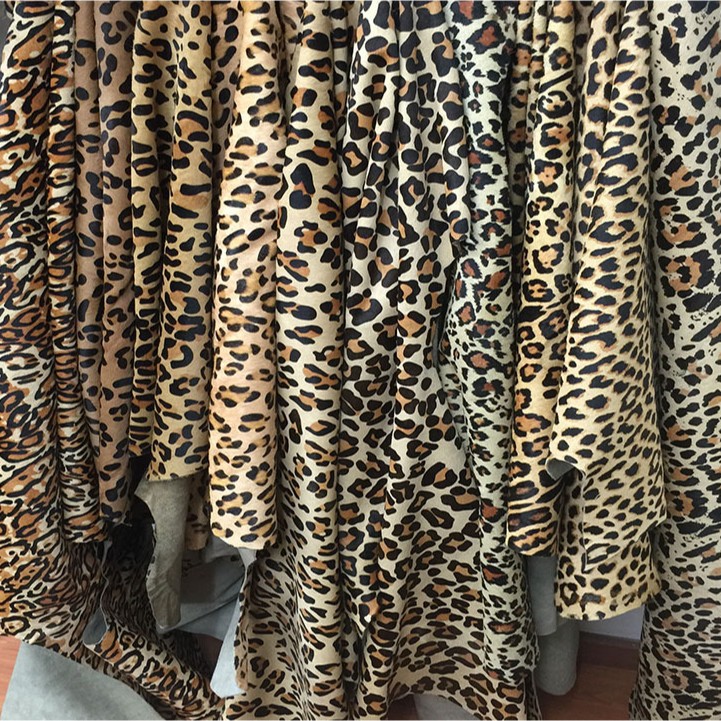 厂家直销进口花豹纹牛毛印花皮真皮黄牛皮