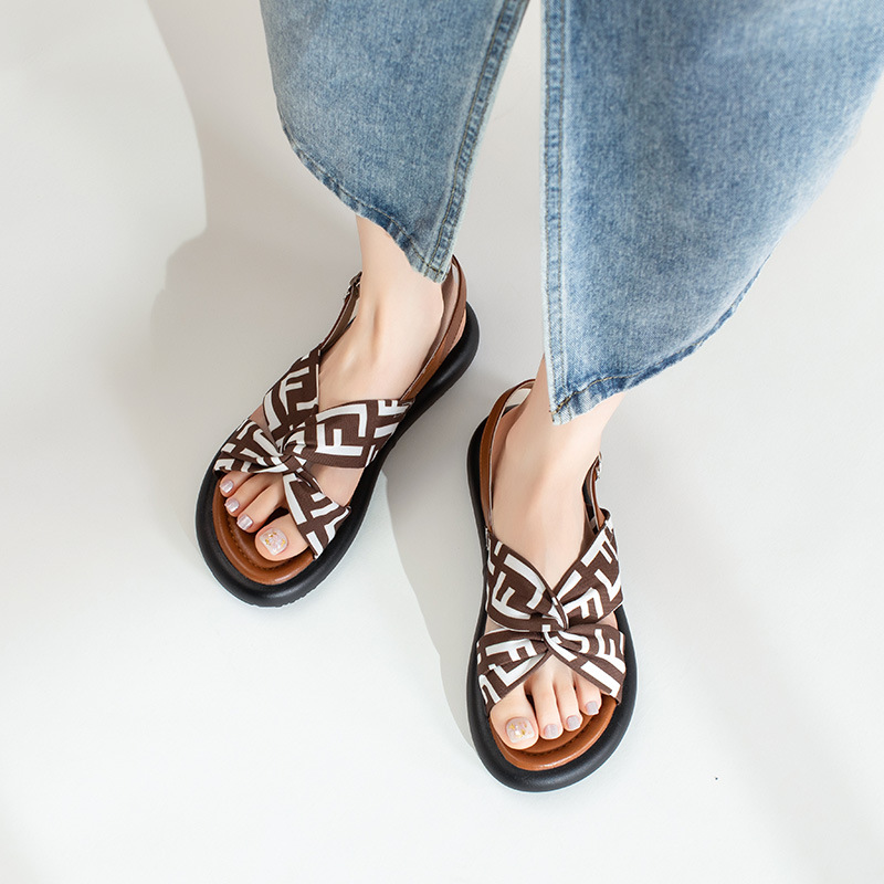 Sandalias de Mujer Augu Shiden, Verano 2025, Nuevas, Planas, Estilo Retro Romano, para Playa y Deportes al Aire Libre