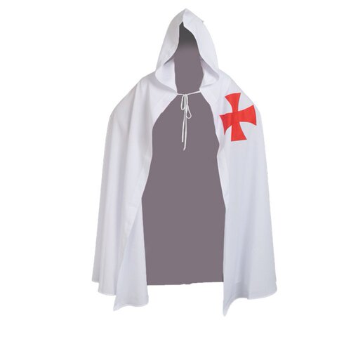 Medieval Templar Knight Warrior Role-Playing Roman Empire Cloak Robe for Halloween Themed Costume