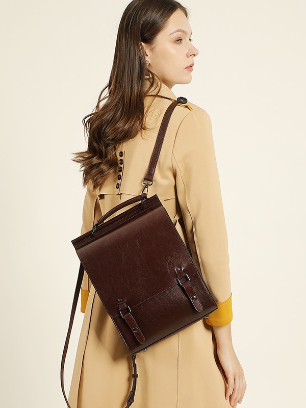 Fashion Glossy Leather Backpack Image 6