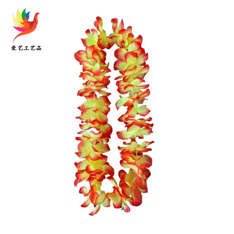 Guirnalda de cuello de 11 cm transfronteriza de tela de poliéster con pétalos simulados, guirnalda colorida grande de cuatro esquinas.