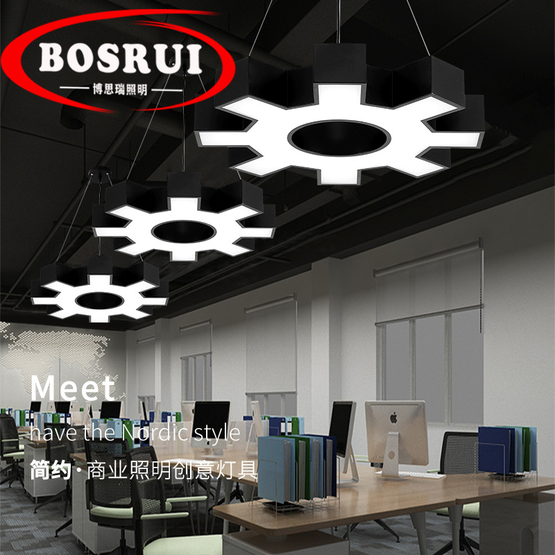 Industry gear a chandelier Gym 4S Repair shop personality originality Special-shaped Geometry modelling Combination lamp