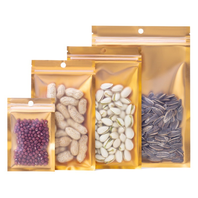 Aluminio mate interior oro yin y yang hueso bolsa alimentos ziplock bolsa tuerca snack sellado bolsa de embalaje en stock fábrica precio al por mayor