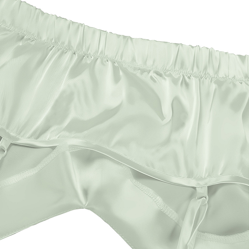 Nuevo estilo transfronterizo europeo y americano sexy top tirantes pantalones cortos de tres piezas textura de seda albornoz de manga larga ropa de hogar al por mayor