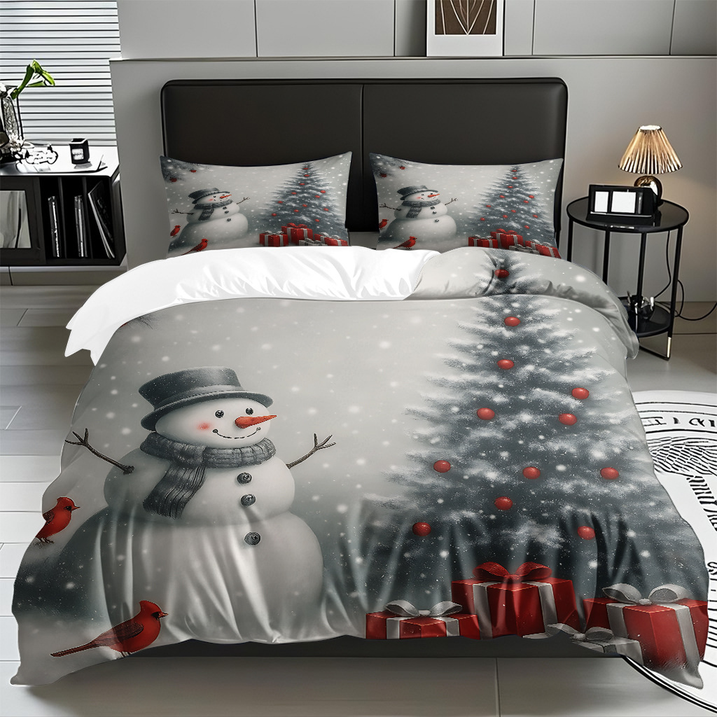 TEMU / JIT impresión digital transfronteriza HD Navidad pro piel suave colcha de cama kit para diseñar venta directa de fábrica