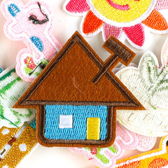 電腦繡花標花草房子動物刺繡補丁貼DIY手賬配件服裝輔料布標布貼