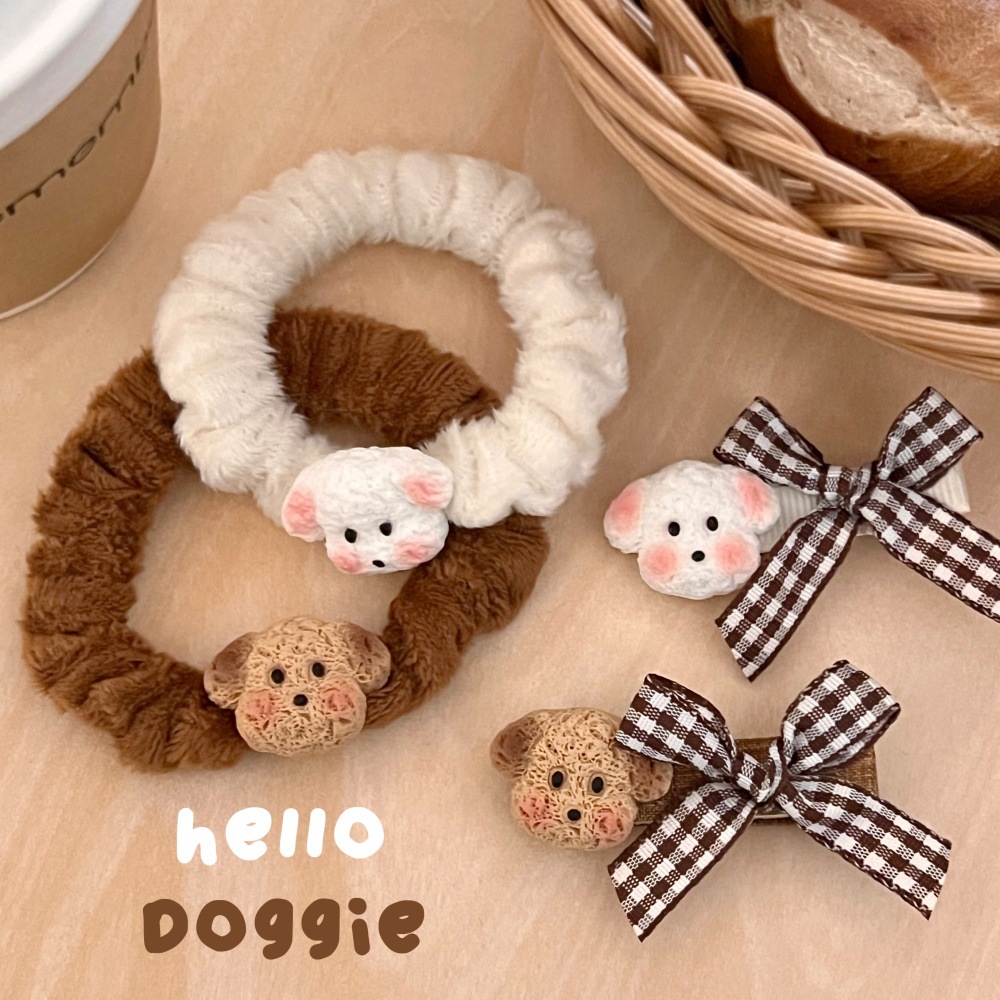 Nuevo lindo cachorro de cabello de cabello de cabello de cola de caballo de niña anillo de cabello dulce frisa clip clip clip de cabello al por mayor