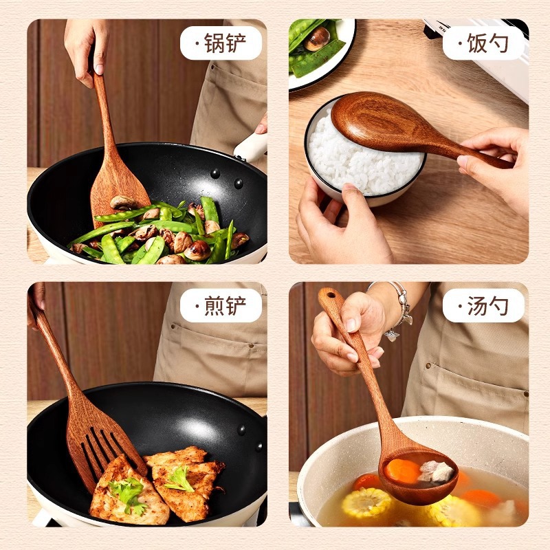 Grado alimenticio panela de madera antiadherente casera madera alargada resistente a altas temperaturas verduras fritas panela de cocina panela de cocina panela