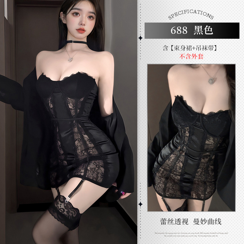 Black (vest+garters*4)