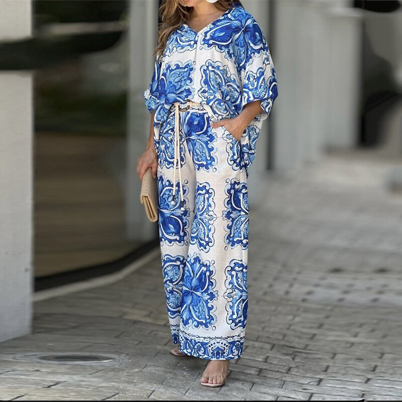 Fiesta A Diario Mujeres Casual Ropa De Calle Impresión Poliéster Conjunto Coordinado De Pantalón Conjuntos De Pantalones display picture 9