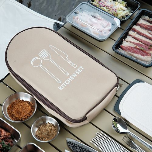 304 Stainless Steel Outdoor Cookware Camping Kitchen Set Portable Storage Bag Handbag Camping Picnic BBQ Supplies