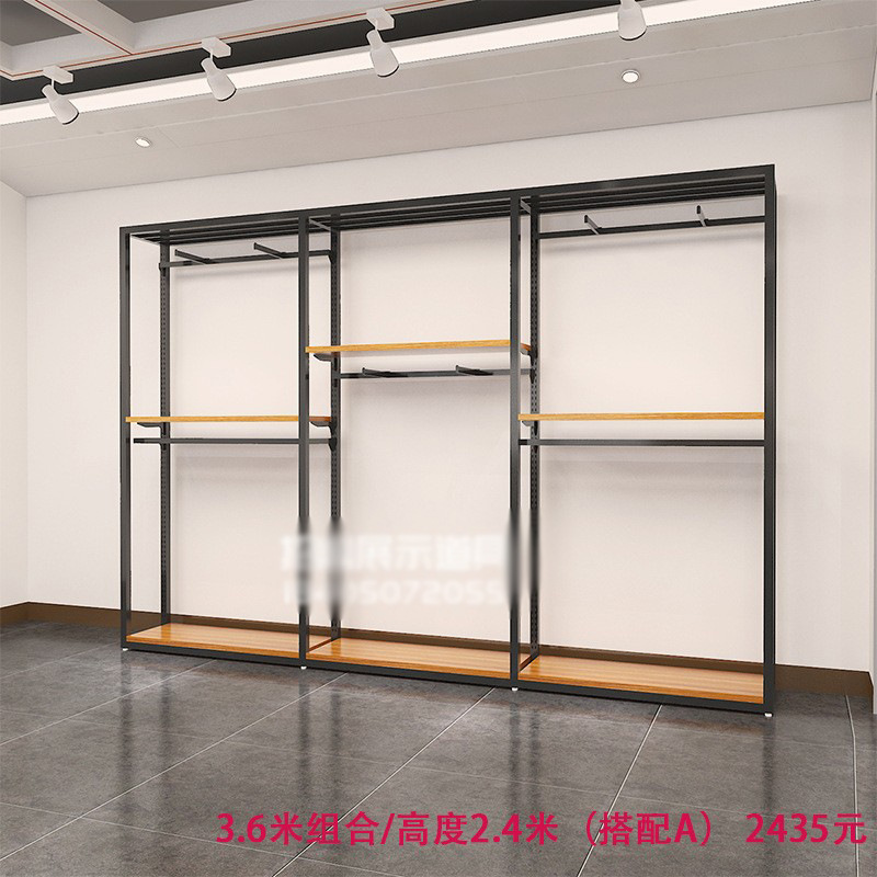 Tienda de ropa de alta gama soporte de exhibición estante de los hombres vitrina de piso negocio casual hombres tienda de ropa colgando estante