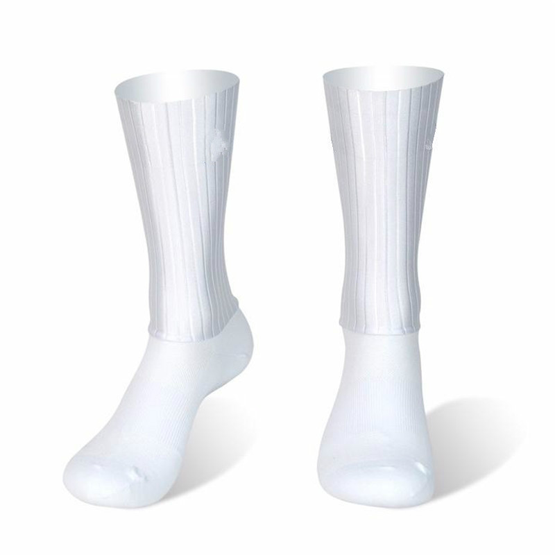 Anti Slip Silicone Summer Aero Socks White Line Bicycle Socks Men Bike Sports Running Bike Socks Calc