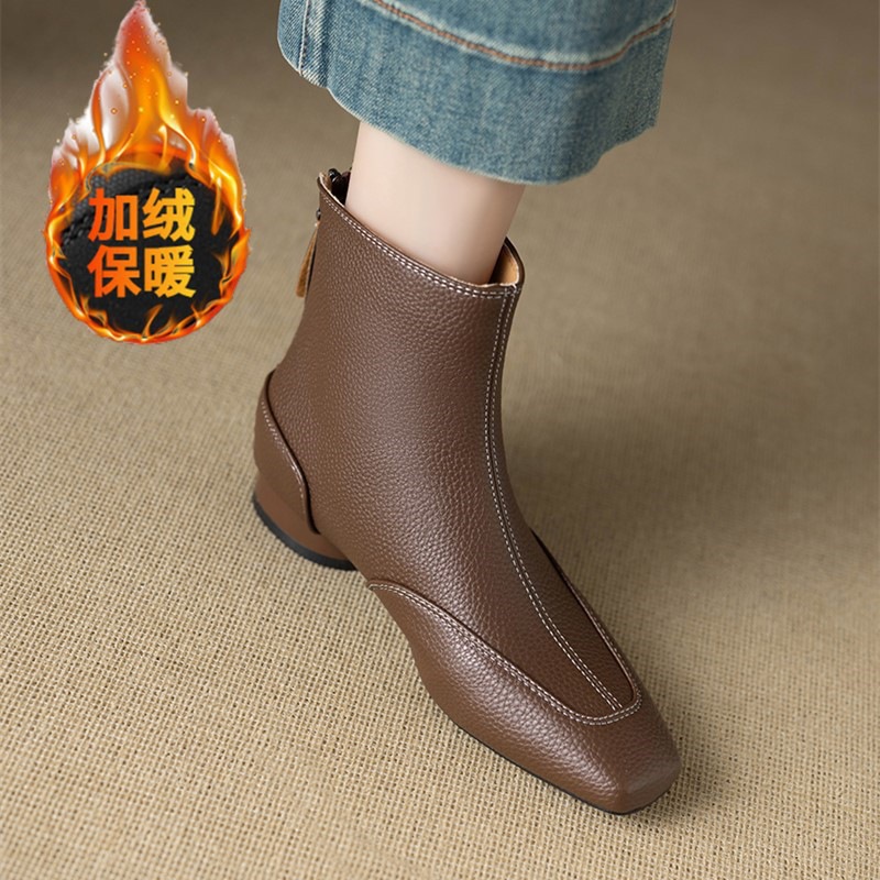 Otoño y invierno nuevas botas cuadradas de talón grueso temperamento de mujer Chelsea retro francesa botas de cuero suave estilo británico Martin image 10