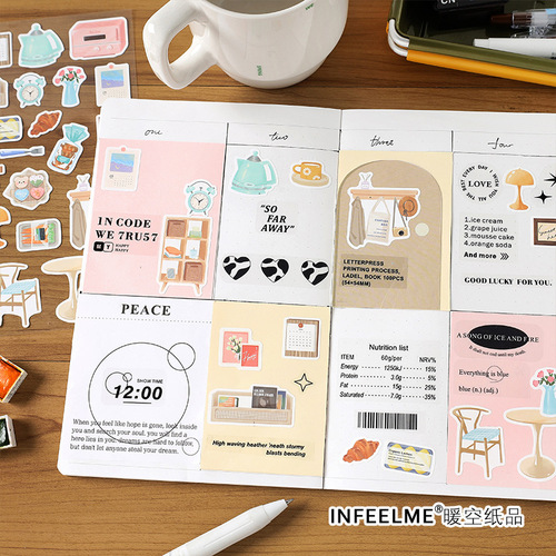 Infeel.me self-adhesive stickers, life love poetry series, daily necessities handbook material decorative stickers, 6 types