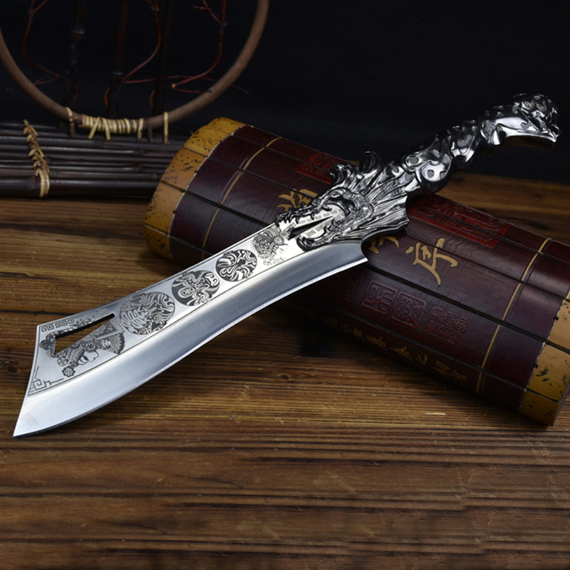 正品龙泉侠客堂三分天下砍柴刀不锈钢锻打精品镰刀劈柴伐木精品刀