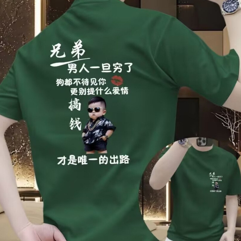 Summer Hot-Selling Printed Short-Sleeve T-Shirt for Men, Trendy Brand, Pure Cotton, Light Luxury, High-End Feel, Youth Top, Popular Ins Fashion Summer Hot-Selling Printed Short-Sleeve T-Shirt for Men, Trendy Brand, Pure Cotton, Light Luxury, High-End Feel, Youth Top, Popular Ins Fashion