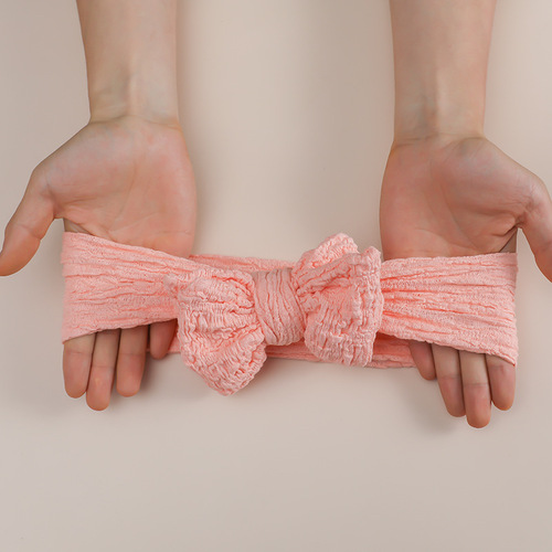 DIY oversized bow children's hairband high elastic Zou cloth baby wide edge double-layer knotted headband baby headwear