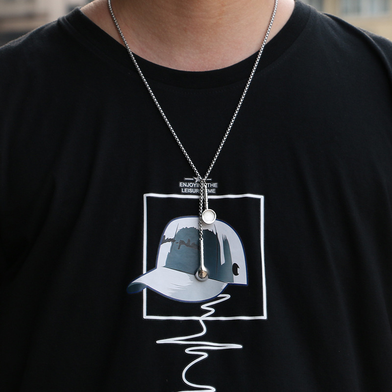 Collier en acier inoxydable avec pendentif en forme de star du hip-hop tendance avec écouteurs, style ins, accessoires_voghion.com