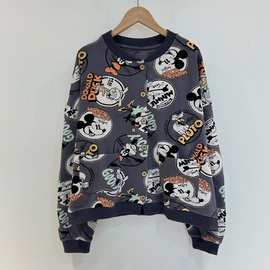 秋季新款女圆领棉短款外套长袖印花宽松卫衣绒衫卡通小众