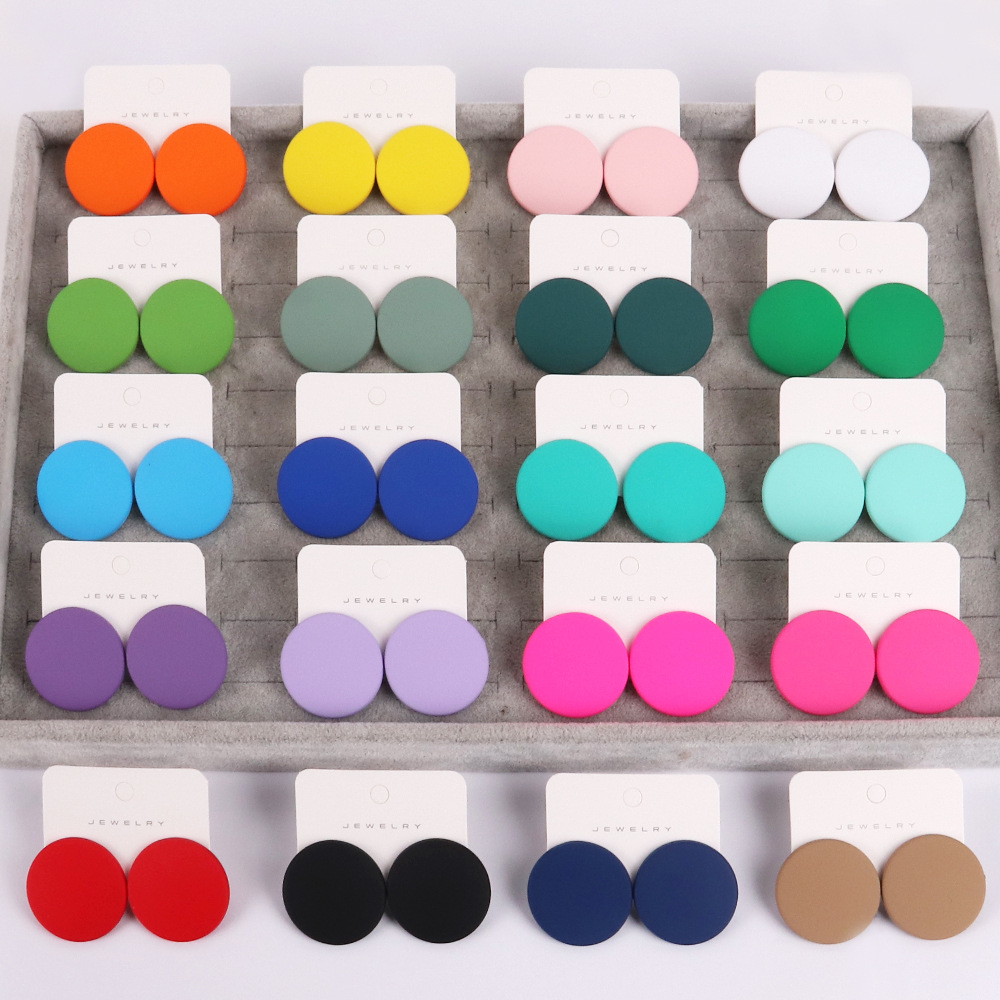 Round, Colorful Pattern Women'S Gender 1 Pair Exaggerated Simple Style Round Colorful Acrylic Women'S Earrings Ear Studs