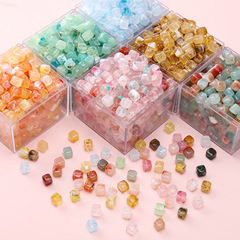 【透明な2色の四角いビーズ】アクリルビーズ散珠手作りdiyビーズブレスレット材料手串部品