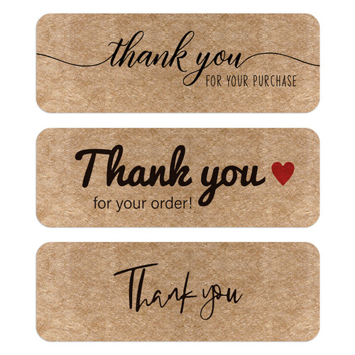 Factory direct selling kraft paper rectangular thank you gift seal sticker flower shop decorative seal self-adhesive label