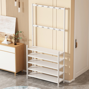 ft Solid Wood Simple Small Shoe Rack Multi-function Household White Clothes Hanging Integrated Storage Rack Doorway Shoe Cabinet Coat Rack