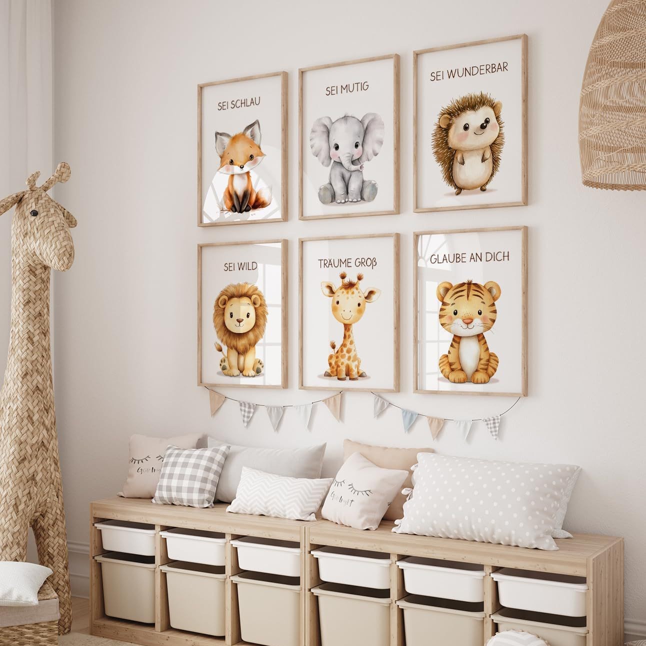 6-Piece Set of Posters for Foreign Trade, Amazon Bestsellers, Cute Animal Posters, Home Decoration Canvas Paintings for Bedroom