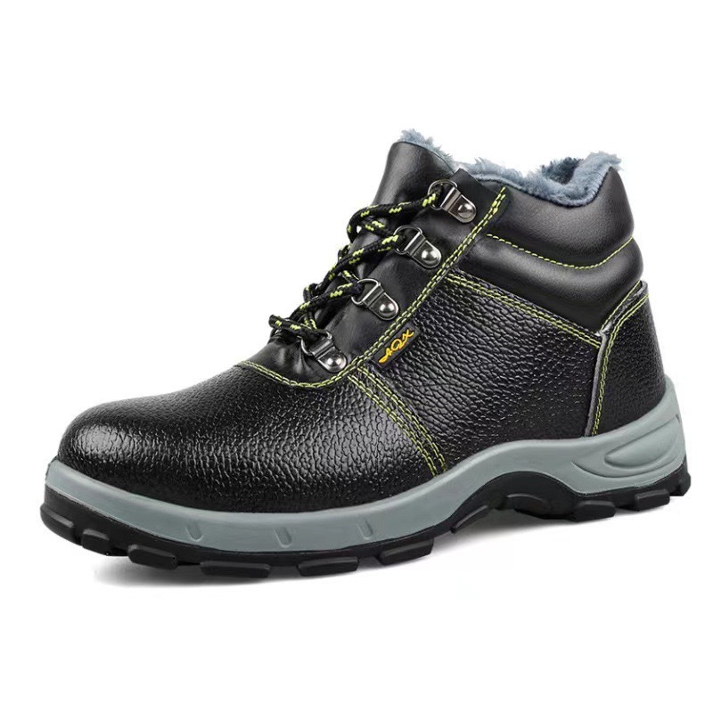 Fábrica directa al por mayor zapatos de protección laboral de cuero invierno caliente a prueba de frío de acero cabeza alta anti-golpe anti-punchada zapatos de seguridad