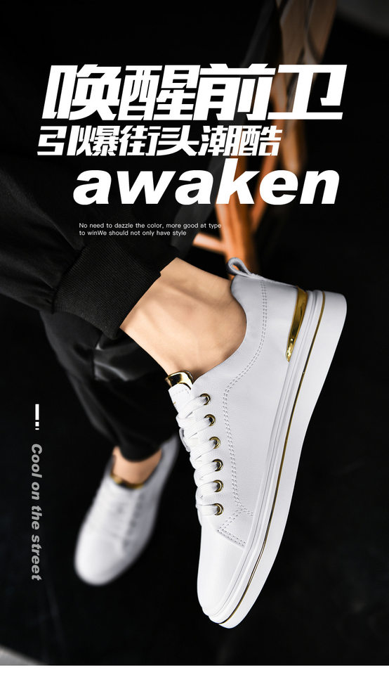 Giày sneaker nam da thật thoáng khí, đế bệt cổ thấp, dáng thời trang — FA2800 màu trắng, FA2800 màu đen, K2800 trắng, K2800 đen chi tiết 1