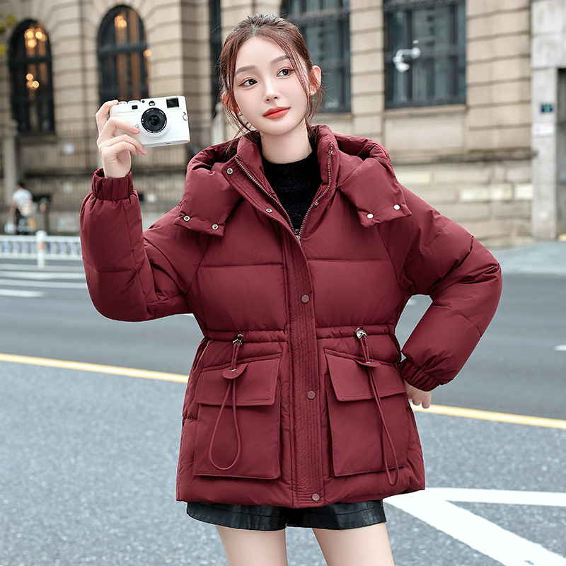 Algodón de mujer corta cintura gruesa chaqueta con capuzas otoño y invierno nuevo estilo coreano chaqueta de algodón de moda suelta cálida image 1