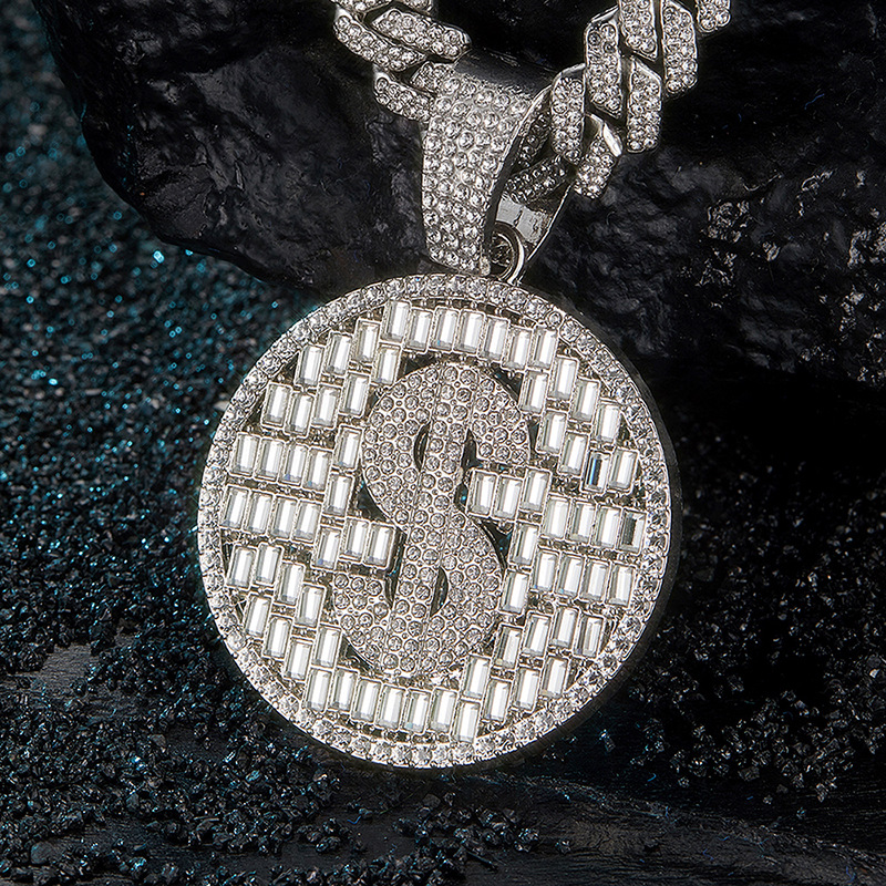 Dollarzeichen Anhänger Kette Luxus Hip Hop Modeschmuck Legierung_voghion.com