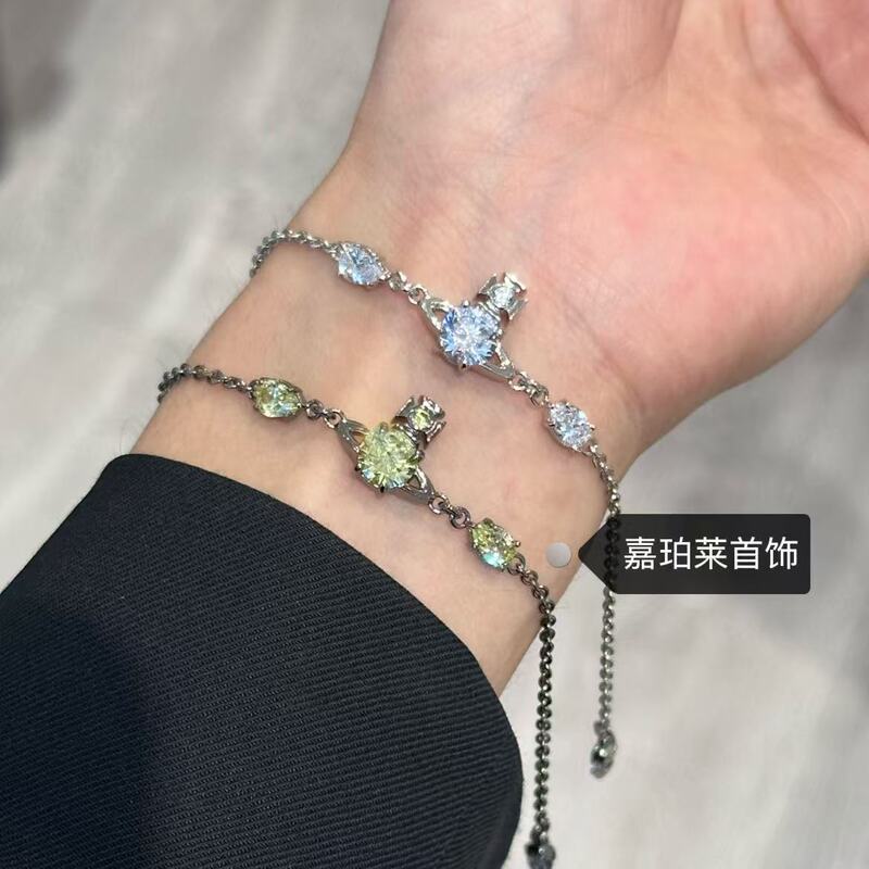 High-Quality Empress of the West's New Saturn Crystal Diamond Mermaid Tear Bracelet, Super Fairy Water Drop Dream Catcher Sweet Bracelet