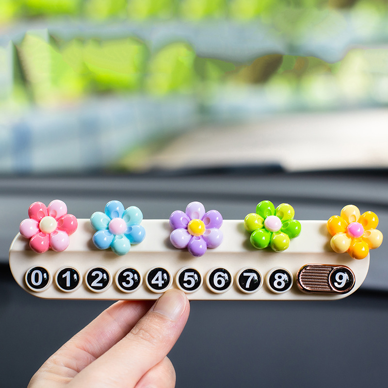 Tarjeta de estacionamiento temporal para automóvil, teléfono móvil multifuncional para automóvil, placa de número, decoración de tarjeta de tiempo cero para automóvil lindo creativo