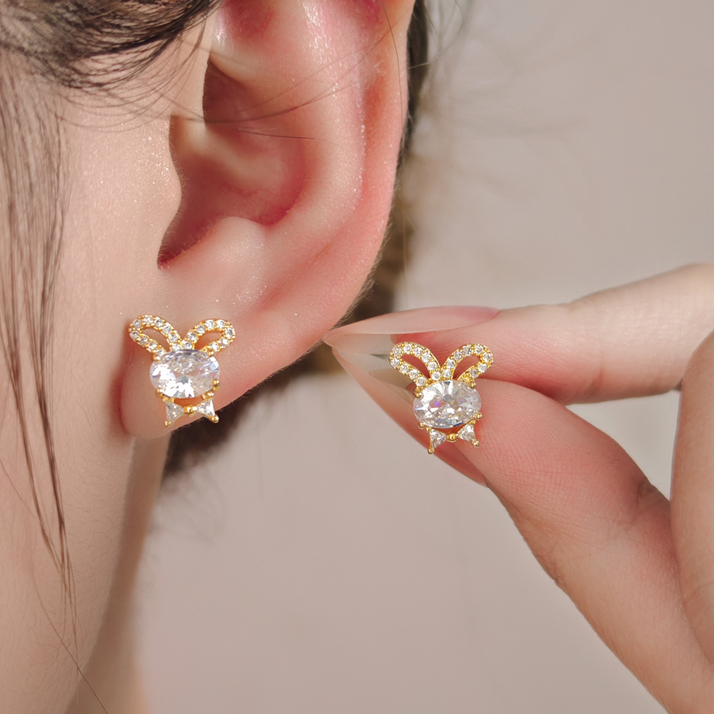 Cute elegant fashionable rabbit with zircon